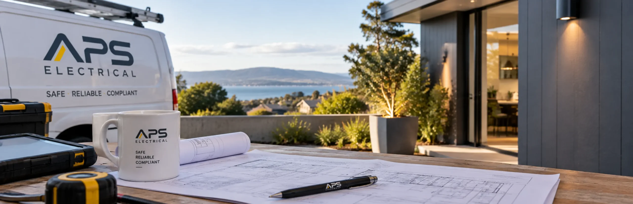 Dusk dining and kitchen interior wired by APS Electrical, Auckland