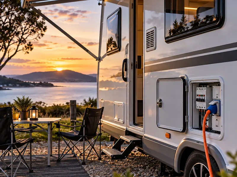 Caravan W.O.E.F electrical inspection by APS Electrical, Auckland
